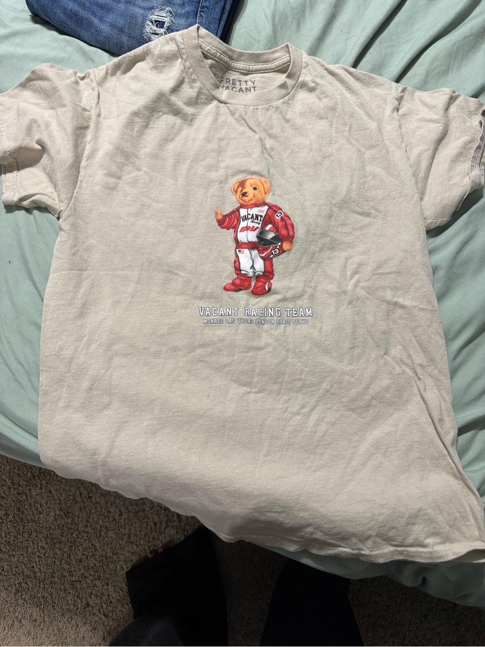 Kids' Racing Bear Graphic Tee - Cream